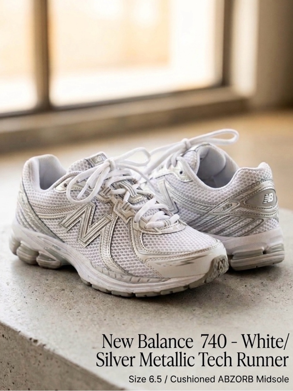 New Balance 740 Sneakers White / Silver Metallic  ABZORB Women’s 6.5